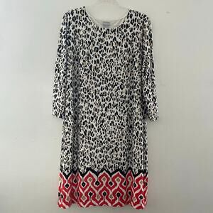 Chico's Animal Print Dress Size 3/XL Cheetah Leopard Safari Office Modest